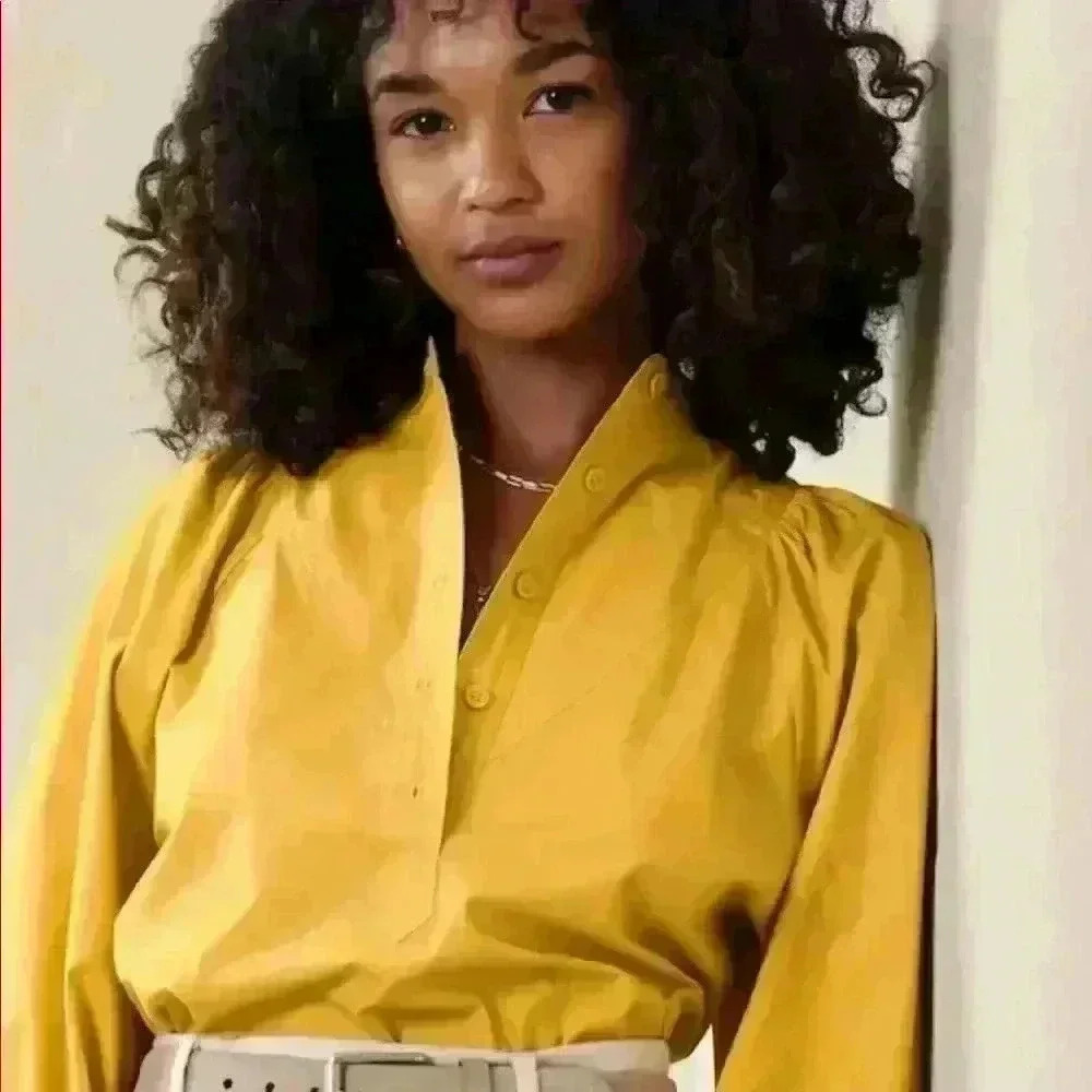 NWT CLEO FASHION POPLIN SHIRT, Mustard